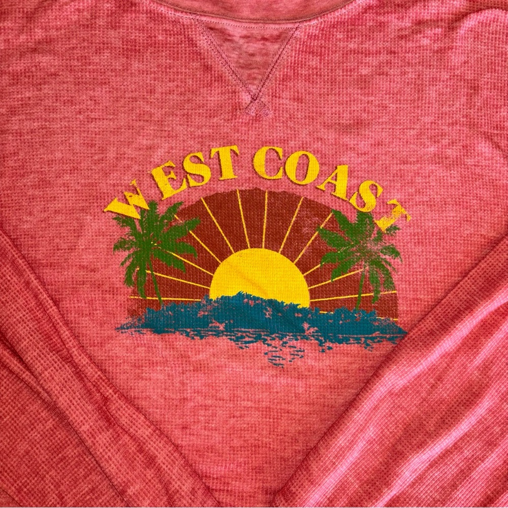 Fifth Sun Coral Long Sleeve Shirt with West Coast Graphic and sports striped - Picture 2 of 6